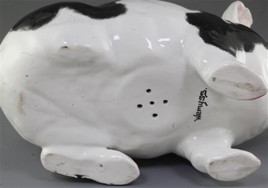 A large Wemyss pottery model of a pig, 20th century, length 43cm